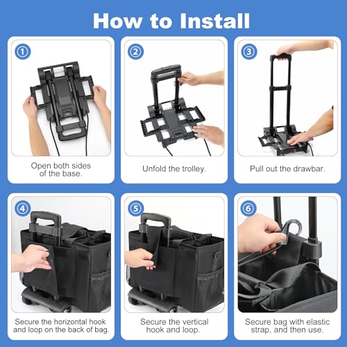 Housolution Rolling Cleaning Caddy Bag with Wheels, Black - color: Black, size: Medium
