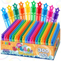 300 Pcs Mini Bubble Wands in 10 Colors, Bulk Party Favors for Kids, Themed Birthday, Christmas, New Year, Valentine, Carnival, School Classroom Prizes for Boys & Girls, Ideal Goodies Bags Stuffers