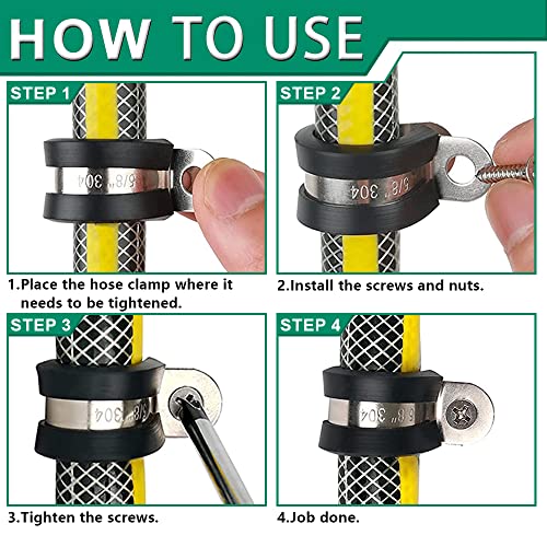 OURU 110PCS Cable Clamps Assortment Kit,Rubber Coated, 1/4"-1-3/4" 10 Sizes - size: 110PCS KIT
