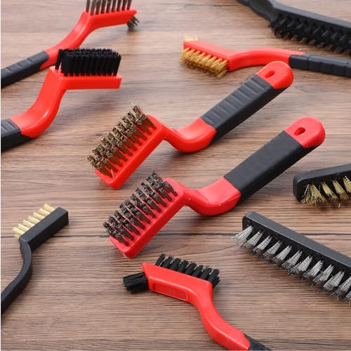 30 Pcs Wire Brush Set for Cleaning - Nylon, Stainless Steel & Brass Bristles with Curved Handles for Rust, Paint, Grout & Dirt Removal