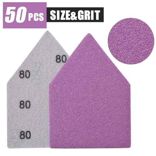 80 Grit Sandpaper, Triangle Sanding Sheets, Fits Milwaukee M12 Fuel Sander - style: 80 Grit
