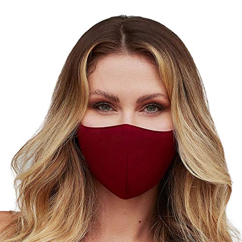 Washable Face Mask with Adjustable Ear Loops & Nose Wire - 3 Layers, Made in USA - color: Solid - Burgundy