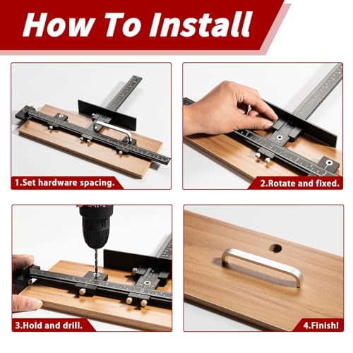 7-Piece Cabinet Hardware Jig Tool Set, Aluminum Alloy Cabinet Handle Jig Template Tool of Drawer Front Knobs, Handles and Pulls, Door
