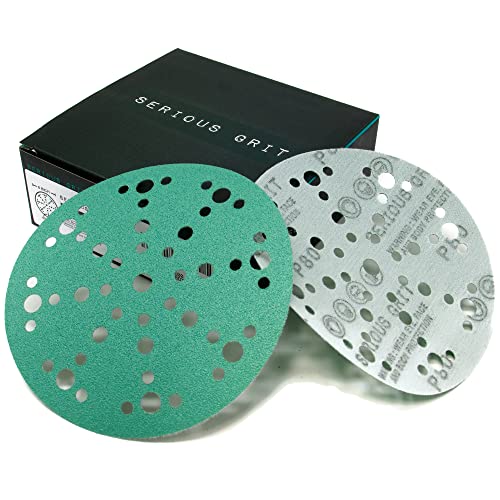 Serious Grit - 6-Inch 49-Hole P80 Grit Sanding Discs - 50 Pack Box - size: 80 Grit