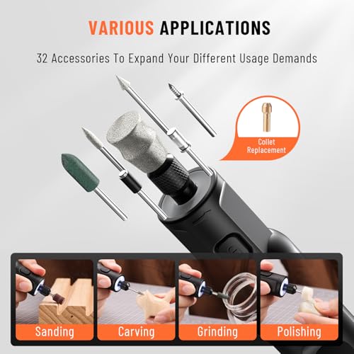 Katerk Pet Dog Nail Grinder - 5 Speed Quiet 32PCS Electric Dog Nail Trimmer - color: Black