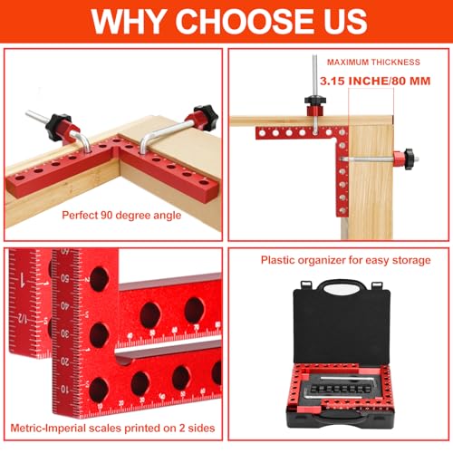 4 Pack 5.5" 90 Degree Corner Clamps for Woodworking with Box