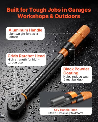 VEVOR Torque Wrench 3/8-inch Drive Click Torque Wrench Dual Scale Readings, 5-45 lbf-ft / 6.8-61.2 N.m, ±3% High Precision, with Spark Plug Sockets, Bits, Universal Joint, Extension Bar, Storage Case - size: 3/8" 14 PCS