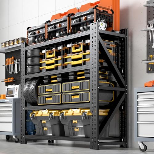 Heavy Duty Metal Shelving Units, Garage Shelves & Storage System - size: 48"W x 24"D x 69"H