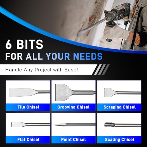 ATOLS 34PCS Concrete Hole Saw Kit, Masonry Concrete Drill Bit Set, Chisel Set with SDS Plus & Max Shanks Wall Hole Saw Drill Bit for Brick Stone Cement Wall, Kit Size 30 40 50 65 80 100 110MM