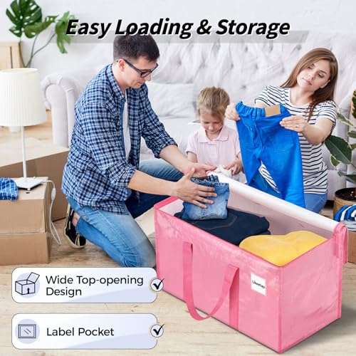 16 Pack Extra Large Clothes Storage Bins with Lids, Moving Bags, Pink - color: Pink, size: 16 Pack