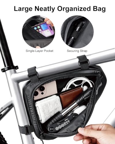 NDakter Bike Frame Bag with Repair Kit, Bicycle Tire Repair Tool Kit Set with Pump & 16-in-1 Multitool, Emergency Bike Pack Accessories for Road MTB BMX