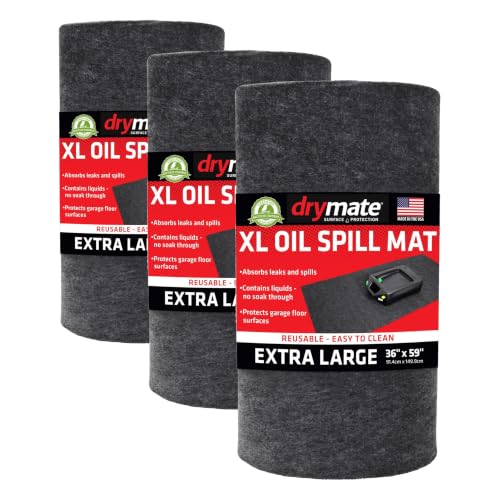 Drymate XL Oil Spill Mat (36" x 59"), Premium Absorbent Oil Pad, Reusable, Washable, Durable, Waterproof Backing Contains Liquids, Protects Garage Floor Surface (USA Made) (Pack of 3) - size: 36" x 59" (3-Pack)