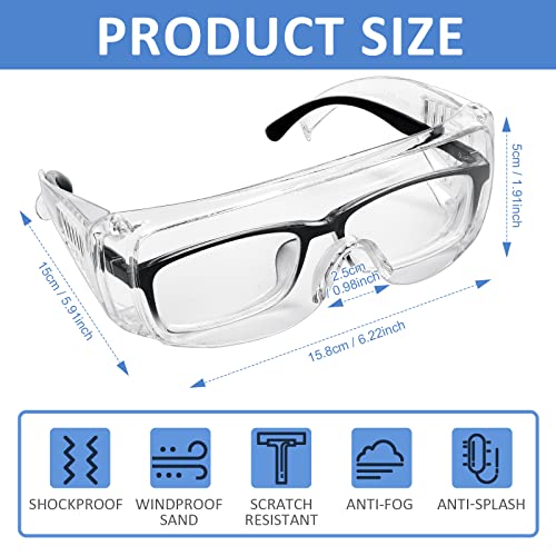 Queekay Safety Glasses over Eyeglasses Anti Dust Impact Scratch Safety Goggles for Men Women Nurses Workers Architect Lab