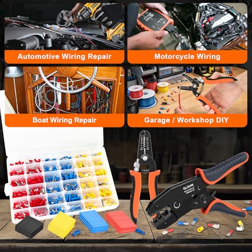 1242PCS Wire Terminal Crimping Tool Kit, 840PCS Insulated Connectors, 400PCS Heat Shrink Tubing, Ratcheting Crimper, Wire Stripper Cutter, 22-10 AWG - color: 1242pcs
