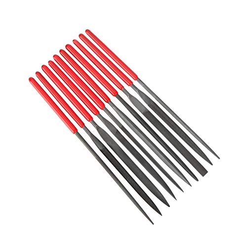 10Pcs Needle File Set- Hardened Alloy Steel, Mini Set Includes Tapered Round, Half Round, Barrette, Crossing, Knife, Warding, Square, Three Square