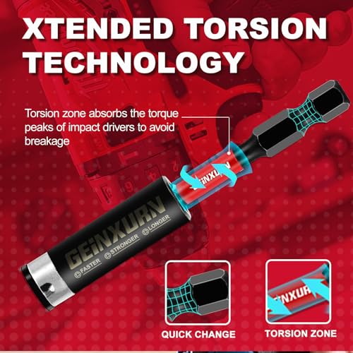 Geinxurn 3PACK Torsion Impact Bit Holder, Alloy Steel Hex Shank Quick-Change Extension Socket Drill Locking Bit Holder - style: 2.5INCHES -Bit Holder-3PCS