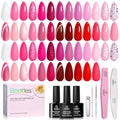 Beetles Pink Gel Polish Set, 25 Colors Red Purple Glitter Love's Prism Soak Off Kit with Base Top Coat& Nail Tools, Salon DIY Manicure Gift for Women - color: Love's Prism
