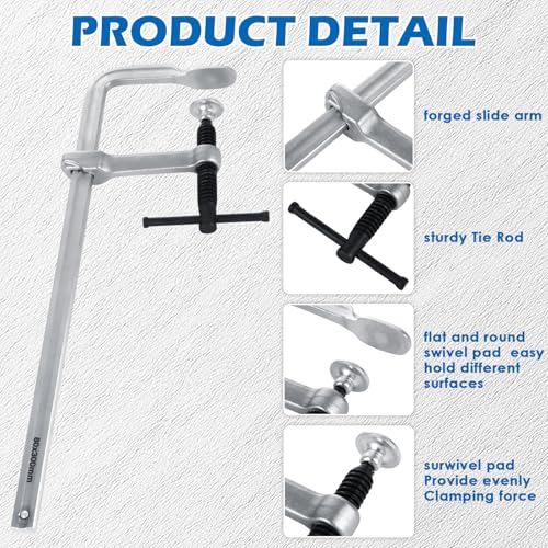JMIATRY 4PCS F Clamps 12 Inches, Welding Bar Clamps, F-clamps for Welding - size: 12 inch