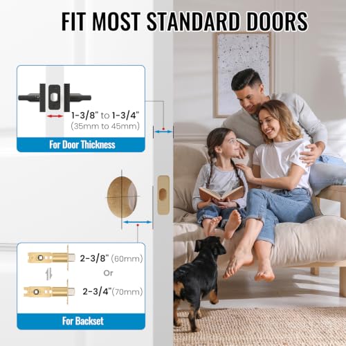 HOSOM Interior Privacy Door Handle,Keyless Lockset,Matte Black Knob,1 Pack - color: Matte Black