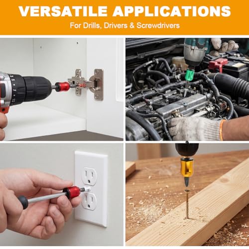3PCS Magnetic Screw Ring for 1/4" Hex Screwdriver Bits, Removable Magnetic Bit Holder for Power Drill, Impact Driver & Screwdriver, Aluminum Screw Holding Tool