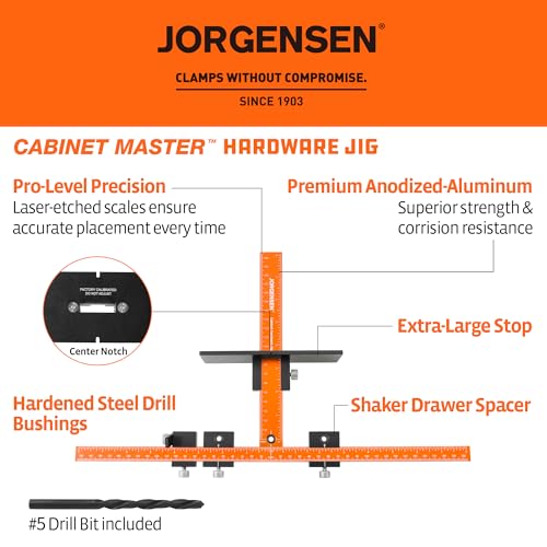 JORGENSEN Cabinet Template Jig for Handle and Knob, Drawer Hardware Jig