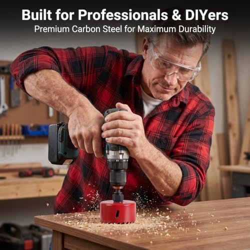7-Piece Hole Saw Kit with Mandrel for Softwood and PVC - color: 7pc red