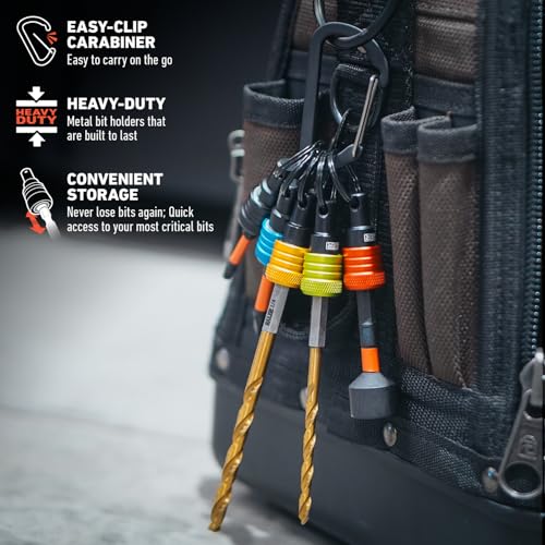 Railer 5pc Multi-Color Keychain Bit Holder, 1/4 Inch Hex Shank Quick Change - color: Multi-Color