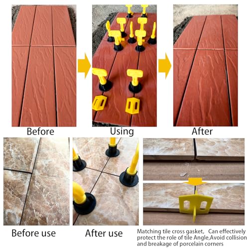 1/16" Tile Leveling System kit, 100pcs Reusable Pro Grade Tile Levelers, 2pcs Wrenches, 100pcs 1.5mm Tile Spacers, 50pcs Replaceable Stainless Steel T-Pin, Wall/Floor Tile Sewing Leveling Tools Set