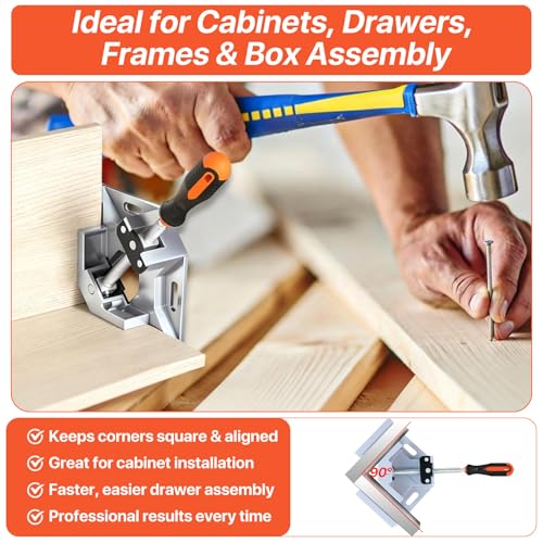 4PCS 90° Right Angle Corner Clamps for Woodworking, Cabinet Assembly