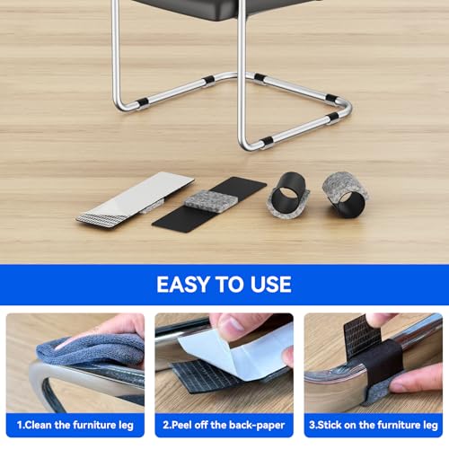 Sled Base Chair Floor Protectors Sled Base Chair Glides Wrap Around Floor Savers，Chair Leg Protectors Furniture Pads, Protect Wood&Tile Floors Anti-Scratch Reduce Noise (24pcs, Grey Felt Pads) - size: Grey Felt Pads