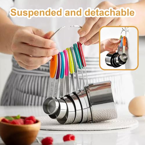 Stainless steel 8 piece dry measuring cups set metal baking cooking