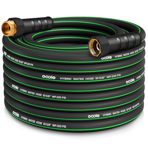 Heavy Duty Garden Hose 50ft, NON-EXPANDABLE Flexible Water Hose, Kink Resistant Lightweight Hybrid Hose, Leakproof Hose Male to Female Fittings - color: Black+Green, size: 50ft