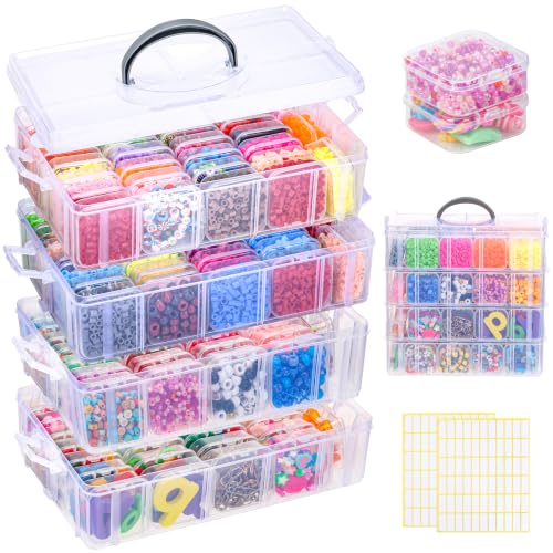 Stackable Bead Organizer 4 Tier with 120pcs Small Boxes Storage Container - size: 4-Tier 120pcs 2in Boxes