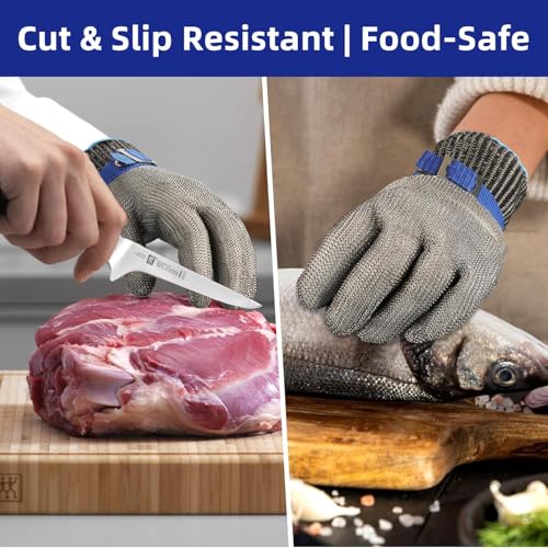 Schwer 10 Pcs SlicePro ANSI A9 Cut Resistant Glove PR1706, Stainless Steel Mesh Metal Glove, Food Grade for Kitchen Cooking, Butcher Meat Cutting, Oyster Shucking, Mandoline, Non-PFAS, S - size: Small (Pack of 10), style: 1.0 Steel Wire