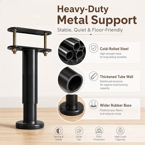 2Pcs Adjustable Height Bed Frame Support Leg, Extra Sturdy Steel Bed Frame Support Legs with Wider Rubber Base, More Stable/Quieter, Bed Slat Reinforcement Kit for King/Queen Bed (5"-8.6") - size: 5"-8.6" (2pcs)