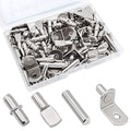 104Pcs Shelf Pins Kit,4 Styles Nickel Plated Shelf Support Pegs,Bookshelf Pegs for Shelves,Cabinet Shelf Bracket Pegs Shelf Pins Holders for Kitchen Furniture & Closet ( 5mm & 1/4inch ) - style: 4 Style-Silver-104 Pcs