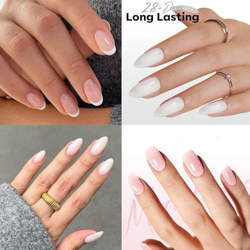 modelones Gel Nail Polish Set 2Pcs 15ml French Manicure Kit White Nude Pink - color: A0-Classic French