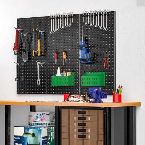 EVERHANGER Metal Pegboard Panels 24" x 12", Heavy Duty Peg Board for Garage - size: 3 Pack 24" x 12"