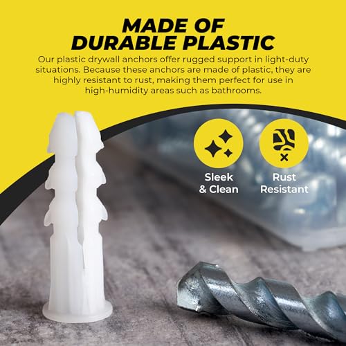 Qualihome Ribbed Plastic Drywall Anchors - Wall Anchors for Drywall - Plastic Screw Anchors for Secure Fastening (Bulk Pack, #14-16 x 1-1/4”) - size: #14-16 x 1-1/4”, style: Bulk Pack