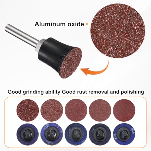 HARFINGTON 53pcs Quick Change Discs Set 1" Lock Sanding Discs with 1/4" Shank Pad Holder 36/60/80/120/240 Grit Surface Conditioning for Polish Rust Removal - size: 1"