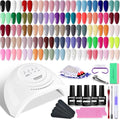 JODSONE Gel Nail Polish Kit 60 PCS with U V Light Soak off Base Top Coat 55 Shine Colors Gel Nail Kit Bright and Dark Brown Wine Red Series Manicure Set for Women and Girls - color: B17