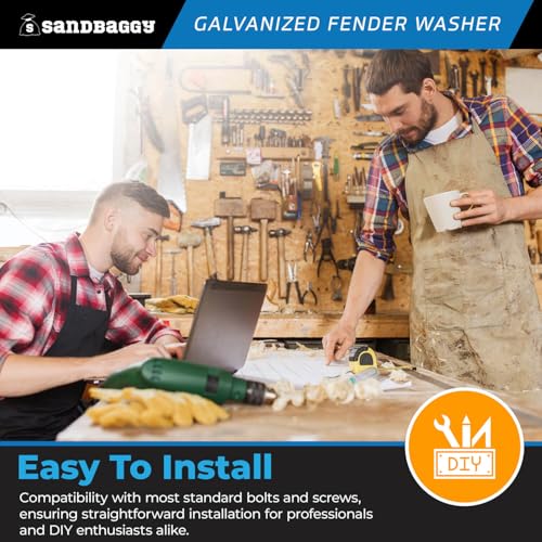 Sandbaggy 1/4” x 1-1/4” Galvanized Fender Washer (Zinc Plated) (1300, Silver, 1/4” x 1-1/4”)