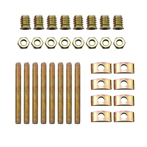 8pcs Metal Furniture Connecting Fitting Threaded Rod Connector Table Bed Assembly Fastener Bolt Nut with Half Moon Washer (M8x80mm)