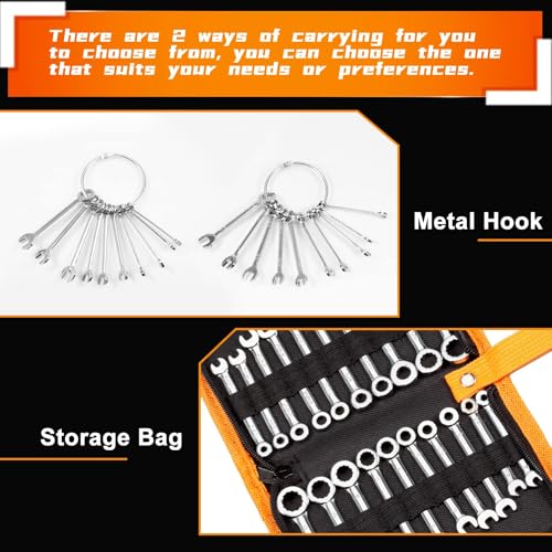 Mini Wrench Set Metric and SAE 20 Pcs - style: Metric and SAE