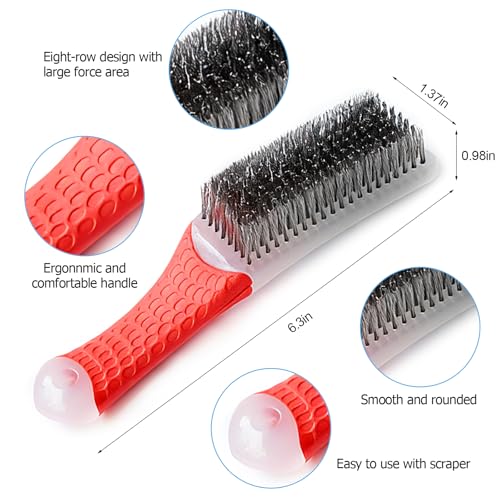 1 PCE White Steel Brushes Heavy Duty Carbon Steel and Stainless Steel Wire Scratch Brush with Rubber Ergonomic Handle