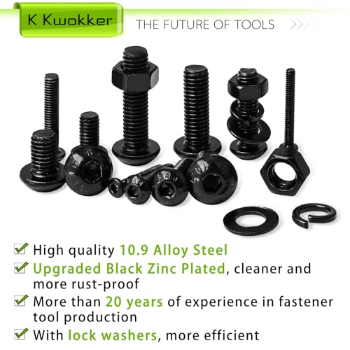 1724Pcs 24 Size M2 M3 M4 M5 Hex Button Head Cap Screw Bolts and Nuts Kit 8MM to 25MM, Upgraded Zinc Plated 10.9 Alloy Steel Nuts and Bolts Assortment Kit Metric Machine Screws - size: E. M2 M3 M4 M5