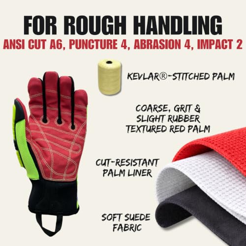 Cestus 3207, Impact Resistant Work Gloves, Coarse Palm, ANSI Cut A6 - size: Medium