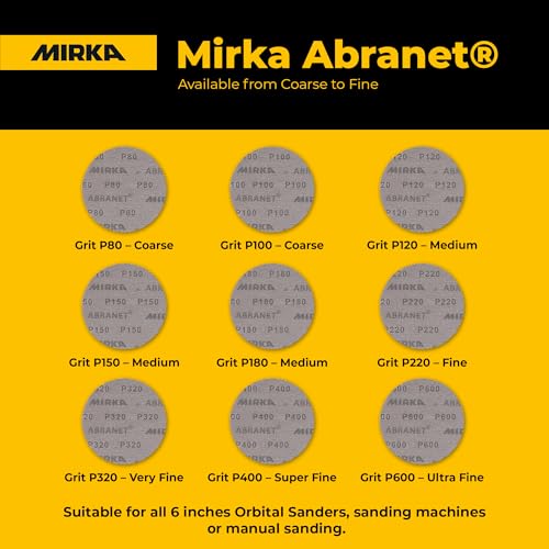 Mirka Abranet 6 Inch 120 Grit Mesh Sanding Discs, Hook and Loop, 50 Pack - size: Grit 120