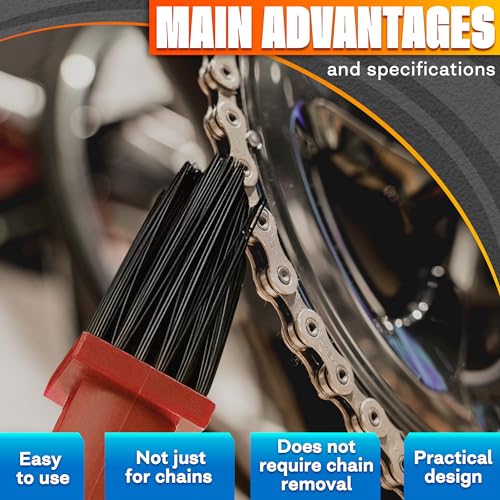 ALPENKOK Motorcycle Chain Brush, 2 Pcs, 3-Sided O-Ring Safe Cleaning Set - size: 1 Count (Pack of 2)