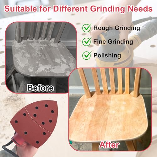 90 Pcs Detail Sander Sandpaper Kit, Hook&Loop Sanding, 60/80/120/240 Grit